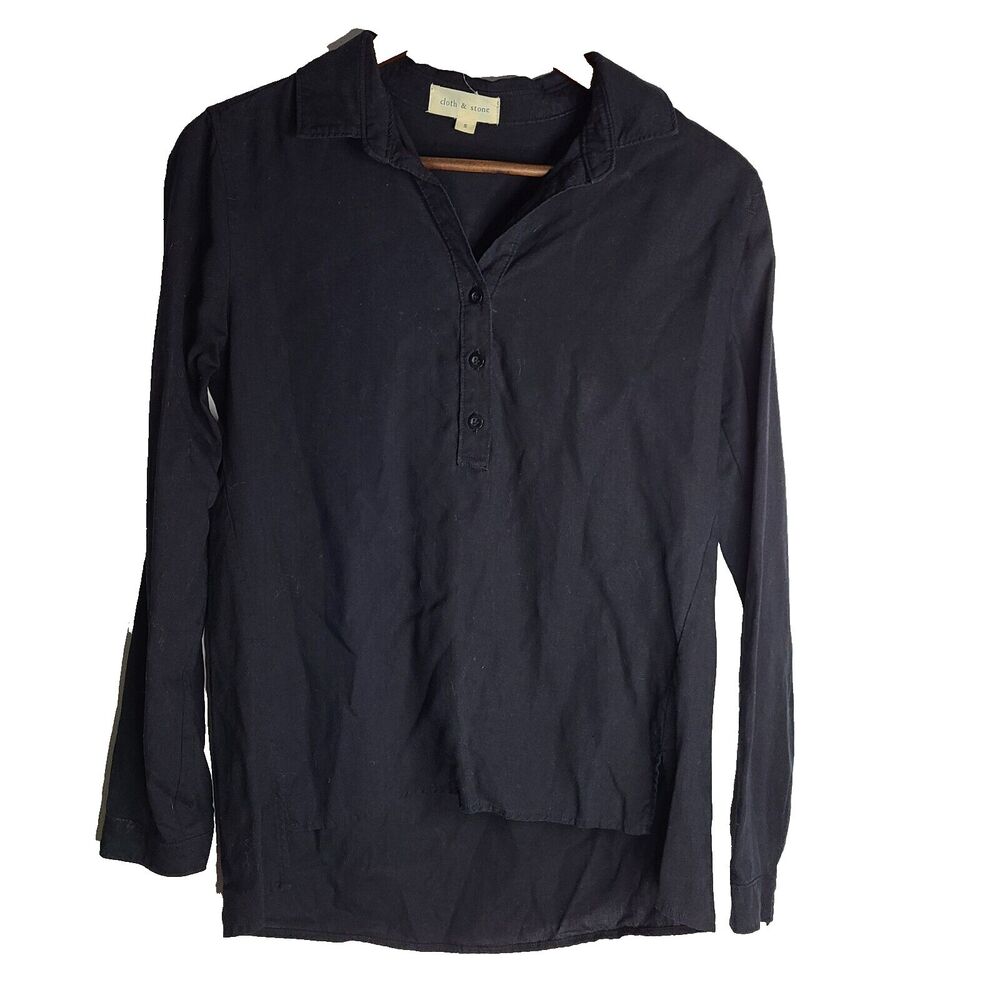 Cloth & Stone Black Lyocell Long Sleeve Blouse Womens Small